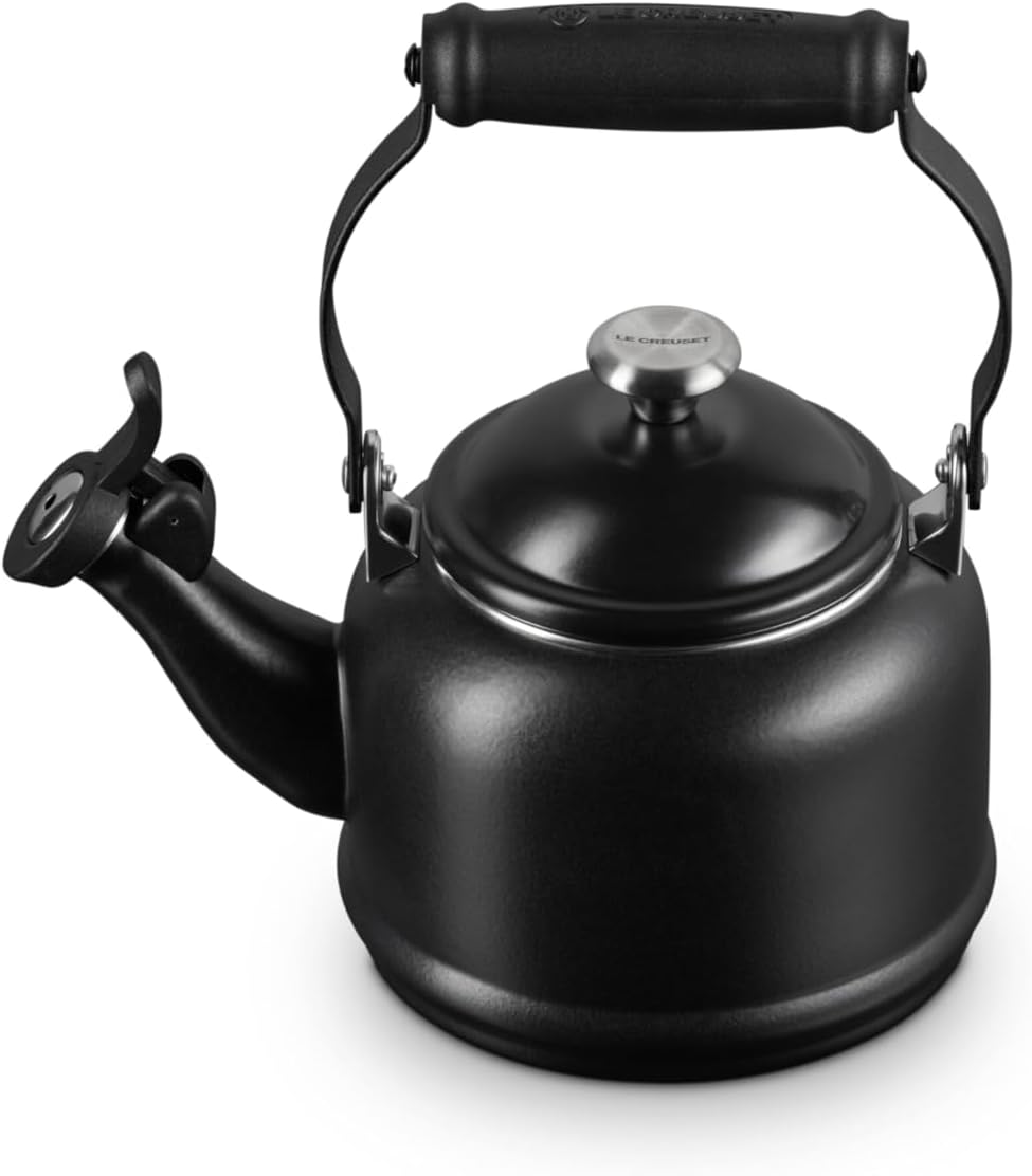 Le Creuset Enamel On Steel Demi Tea Kettle with Metal Finishes, 1.25 qt, Cerise