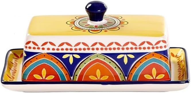 Butter Dish Creative Ceramic Butter Box European Tableware with Cover Butter Plate Dim Sum Plate Butter Plate Cheese Box Storage(Green)