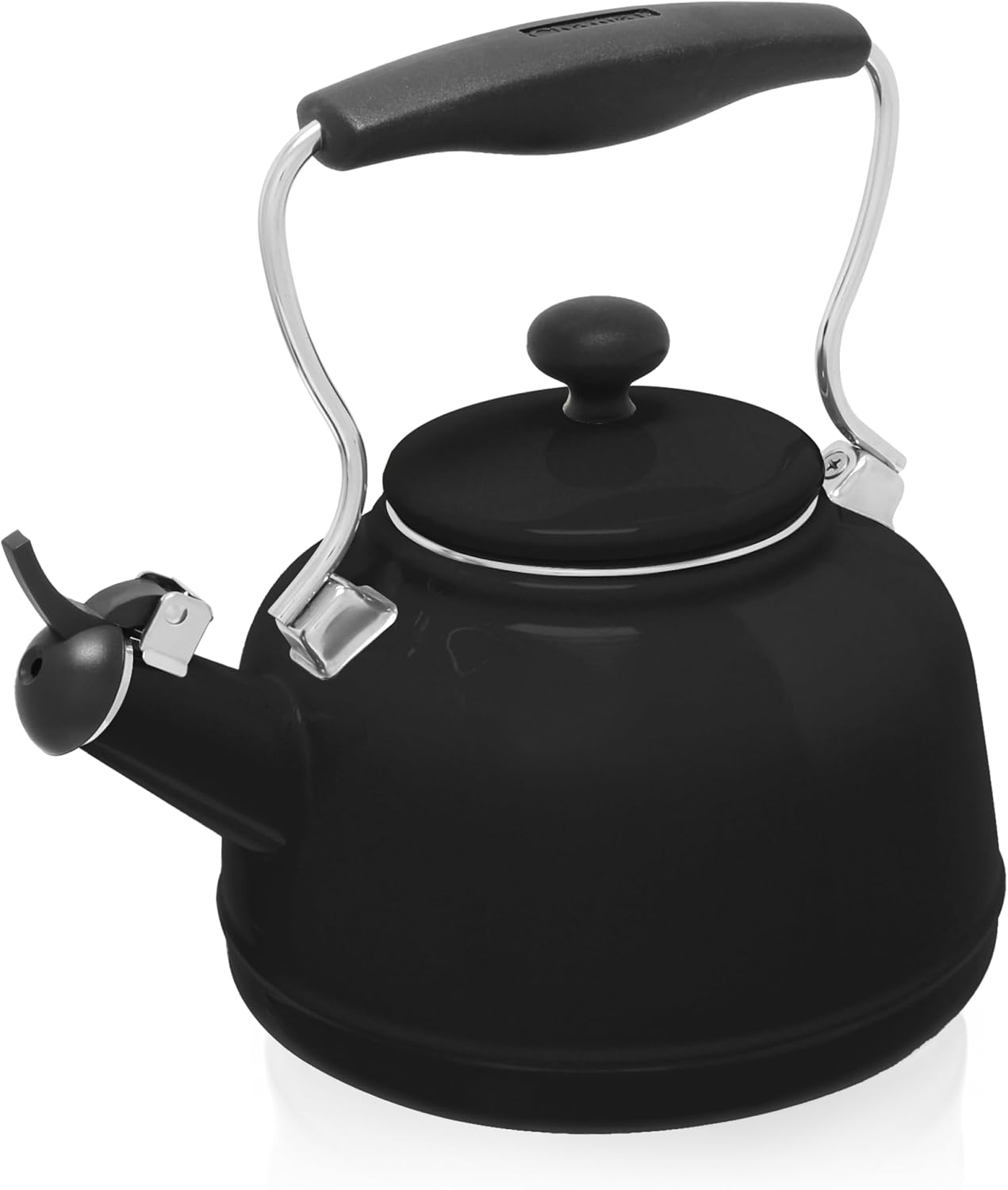 Chantal Tea Kettle, Vintage Series, Enamel on Steel, Whistling (Black Splatter on White)