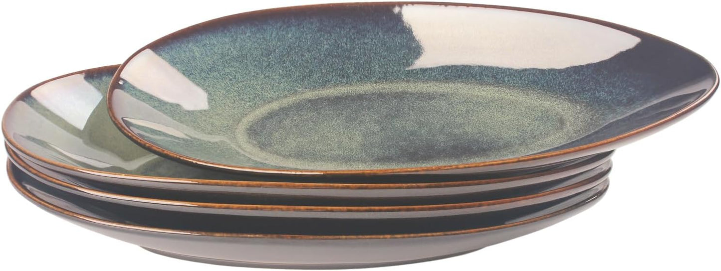 Ceramic Dinner Plates Set of 4, for Bread, Pasta, Salad, sushi - Microwave, Oven and Dishwasher Safe, Scratch Resistant durable Brown Brown reactive glaze