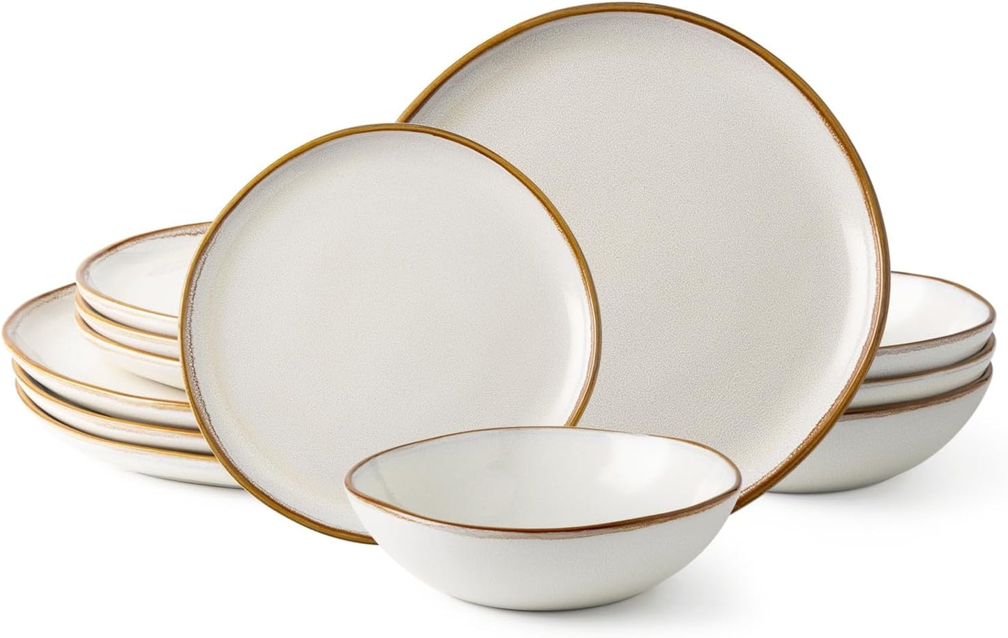 AmorArc Ceramic Dinnerware Sets,Handmade Reactive Glaze Stoneware Plates and Bowls Set,Highly Scratch Resistant | Dishwasher & Microwave Safe Dishes Set,Service for 12 (36Pcs)