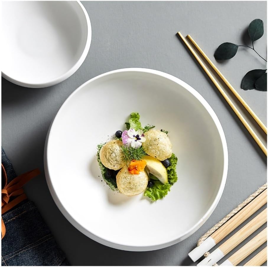 Dining Plate, White Plate Ceramic Vegetable Plate Commercial Dim Sum Tableware Soup Plate,Kitchen Plates,One Color 6inch