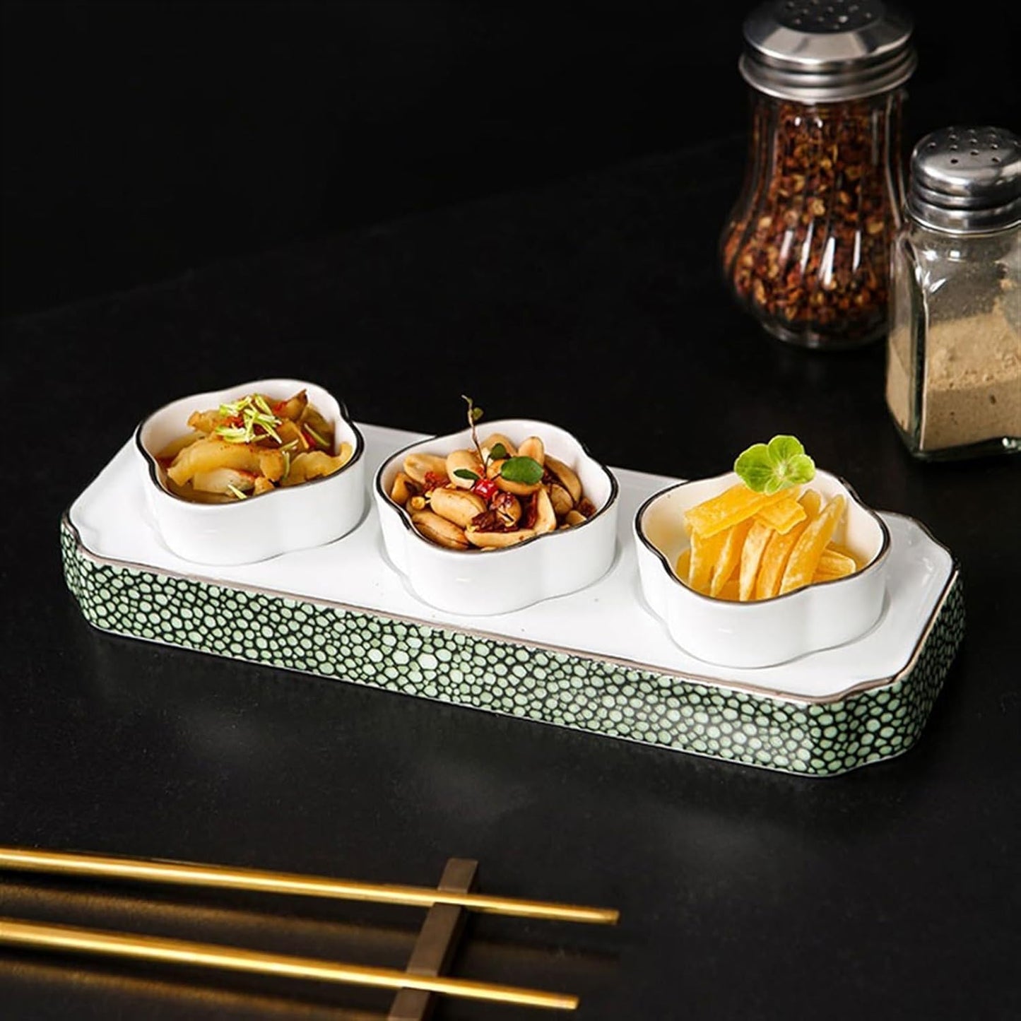 Soy Sauce Dish Ceramic Compartment Cold Dishes Snacks Side Dishes Platter Hotel Tableware Snacks Salad Dim Sum Plate Dipping Bowls