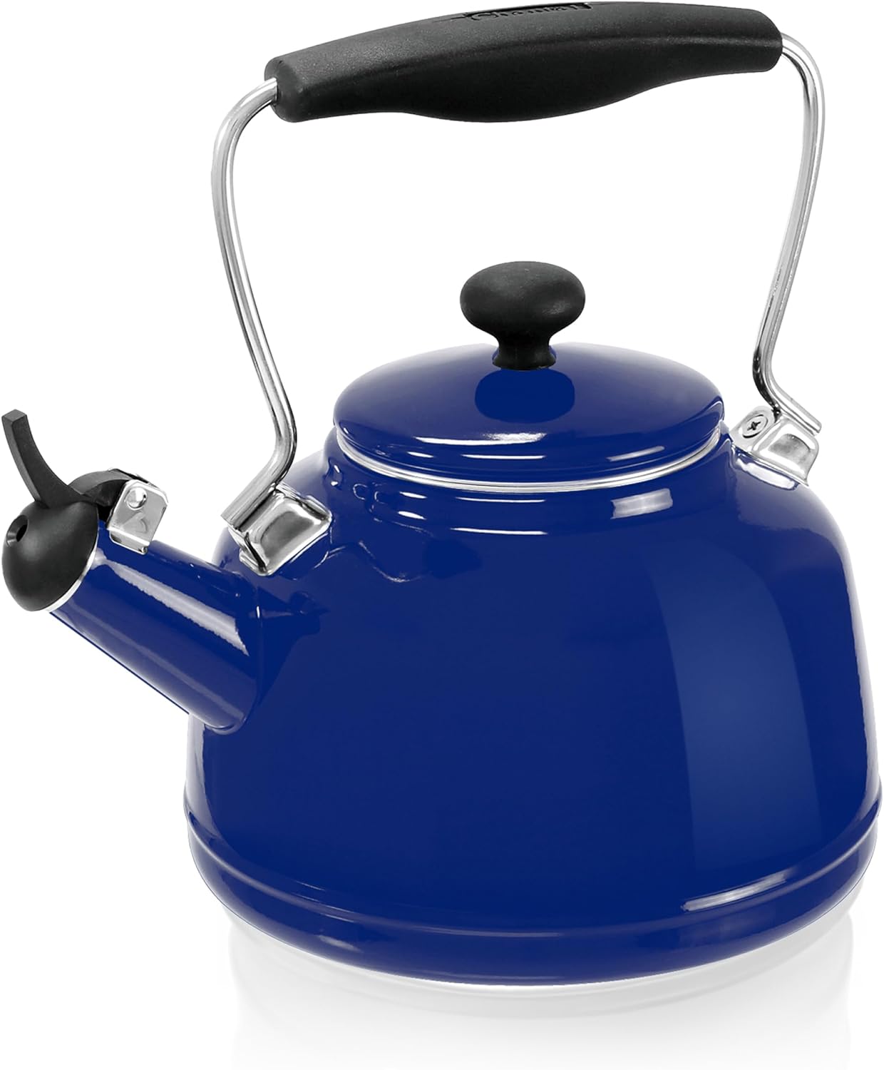 Chantal Tea Kettle, Vintage Series, Enamel on Steel, Whistling (Black Splatter on White)
