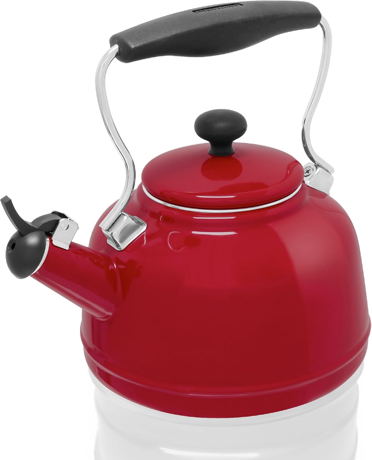 Chantal Tea Kettle, Vintage Series, Enamel on Steel, Whistling (Black Splatter on White)