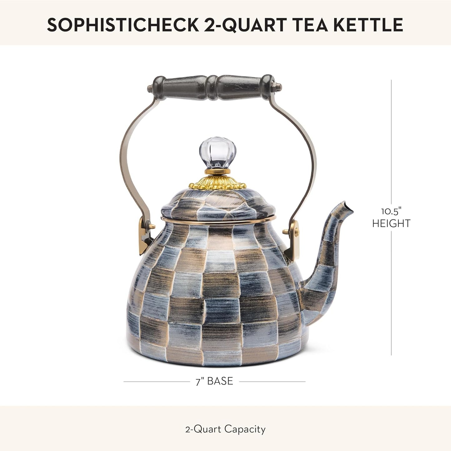 MACKENZIE-CHILDS 2-Quart Enamel Tea Kettle, Cute Tea Kettle for Stovetop, Sophisticheck