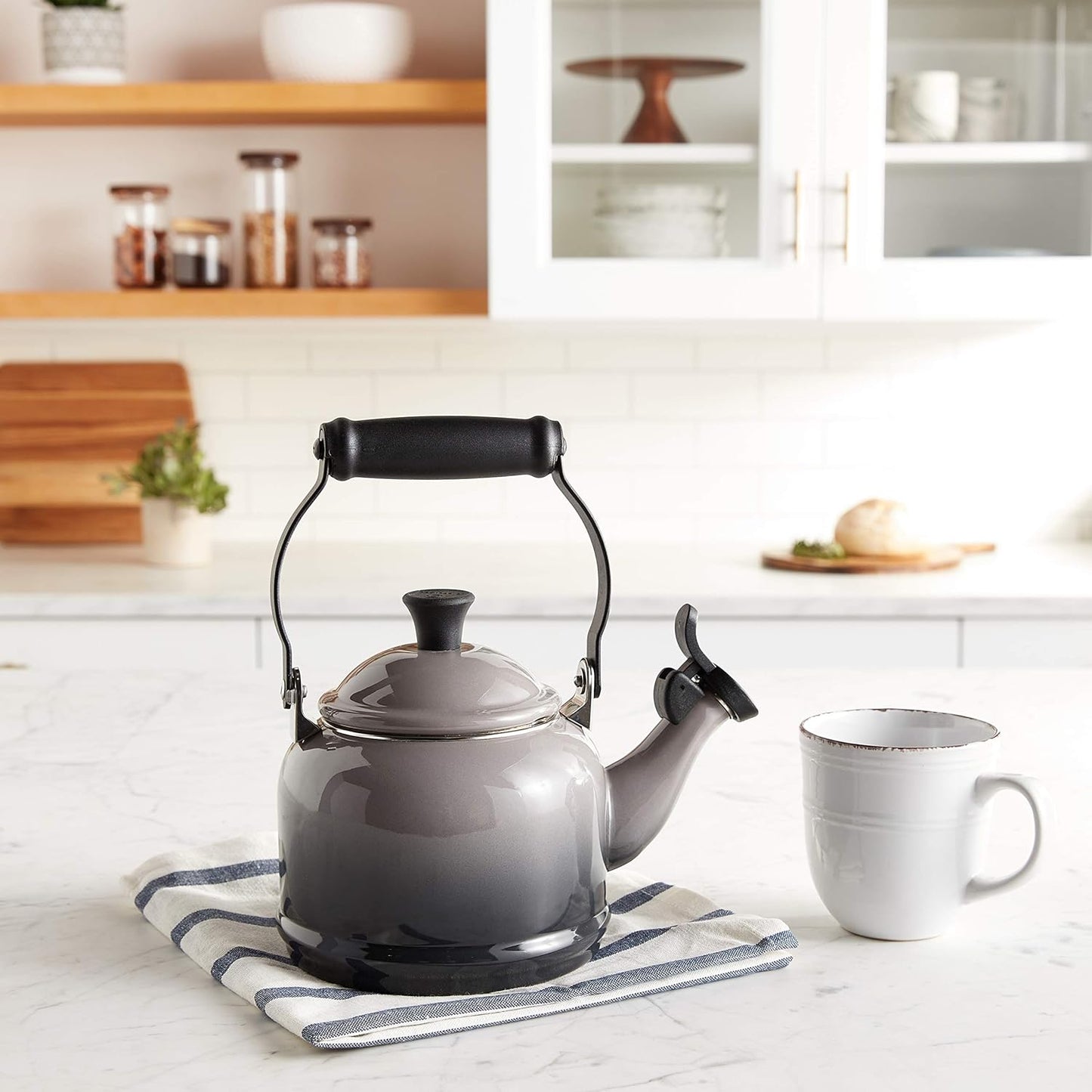 Le Creuset Enamel On Steel Demi Tea Kettle, 1.25 qt., Oyster