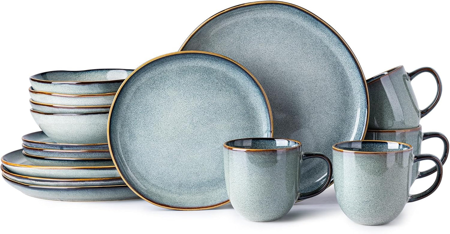 AmorArc Ceramic Dinnerware Sets,Handmade Reactive Glaze Stoneware Plates and Bowls Set,Highly Scratch Resistant | Dishwasher & Microwave Safe Dishes Set,Service for 12 (36Pcs)