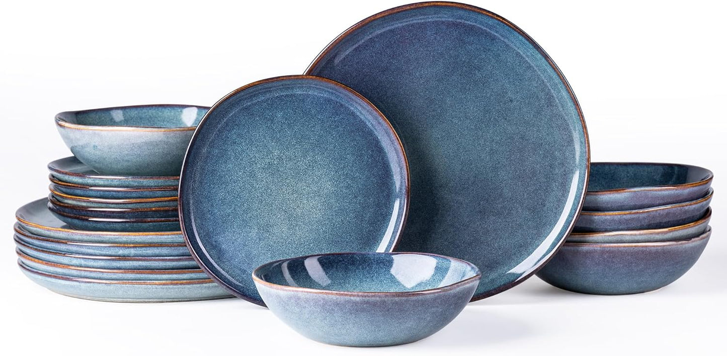 AmorArc Ceramic Dinnerware Sets,Handmade Reactive Glaze Stoneware Plates and Bowls Set,Highly Scratch Resistant | Dishwasher & Microwave Safe Dishes Set,Service for 12 (36Pcs)