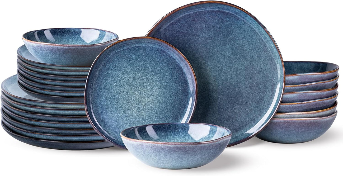 AmorArc Ceramic Dinnerware Sets,Handmade Reactive Glaze Stoneware Plates and Bowls Set,Highly Scratch Resistant | Dishwasher & Microwave Safe Dishes Set,Service for 12 (36Pcs)