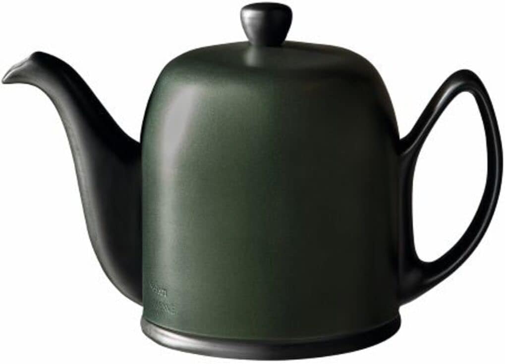 Salam Luxury French Tea Pot - Porcelain Teapot with Brushed Aluminum Cover, Ceramic Tea Kettle for Loose Tea, Removable Infuser, 6 Cup Capacity, 36oz - Aluminum