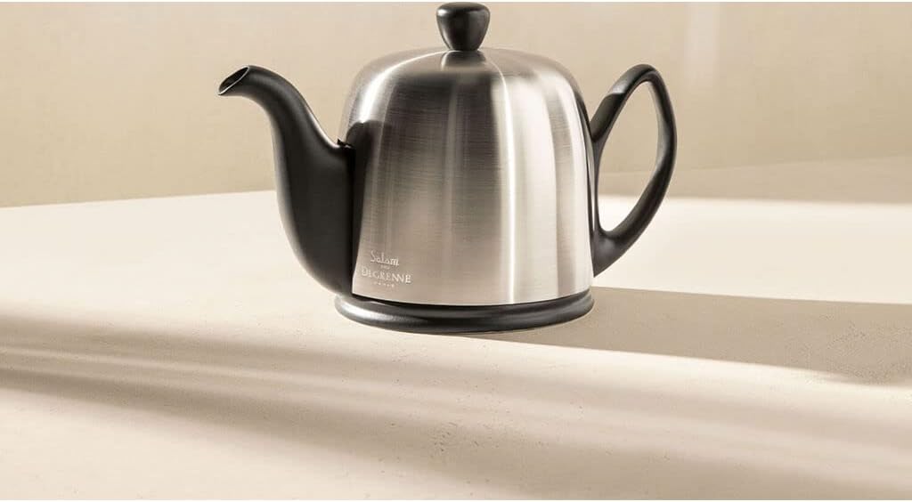 Salam Luxury French Tea Pot - Porcelain Teapot with Stainless Steel Cover, Ceramic Tea Kettle for Loose Tea, Removable Infuser, 4 Cup Capacity, 24oz - White