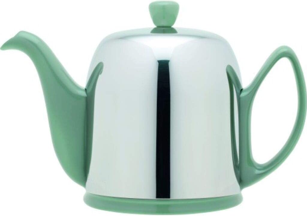 Salam Luxury French Tea Pot - Porcelain Teapot with Stainless Steel Cover, Ceramic Tea Kettle for Loose Tea, Removable Infuser, 4 Cup Capacity, 24oz - White
