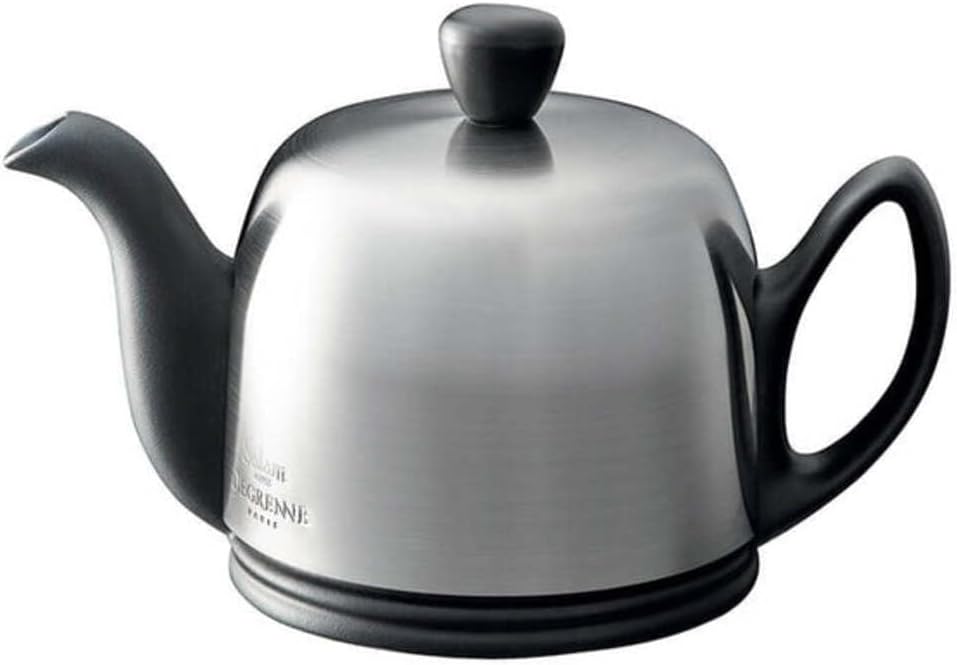 Salam Luxury French Tea Pot - Porcelain Teapot with Stainless Steel Cover, Ceramic Tea Kettle for Loose Tea, Removable Infuser, 4 Cup Capacity, 24oz - White
