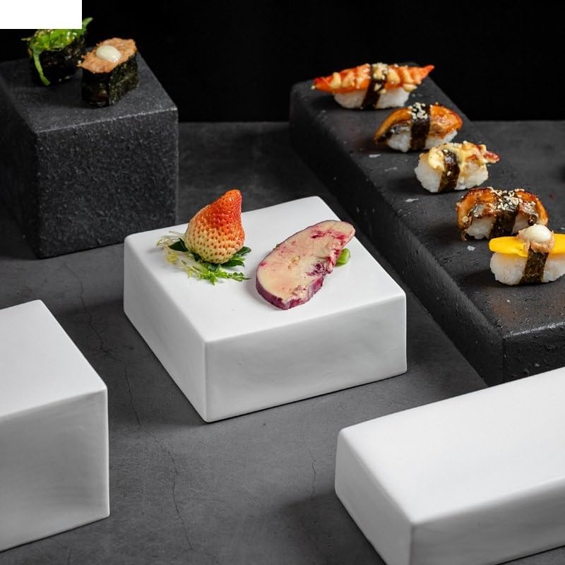 Plates Ceramic Dinner Plate Restaurant Creative Sushi Plate Dessert Plate Snack Plates Dim Sum Plates Household Solid Color Tableware Dinner Dinnerware(E)