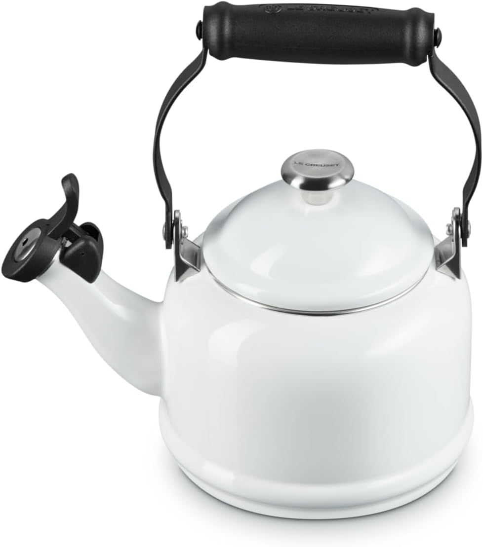 Le Creuset Enamel On Steel Demi Tea Kettle with Metal Finishes, 1.25 qt, Cerise