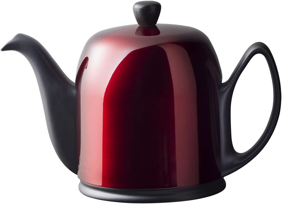 Salam Luxury French Tea Pot - Porcelain Teapot with Stainless Steel Cover, Ceramic Tea Kettle for Loose Tea, Removable Infuser, 4 Cup Capacity, 24oz - White