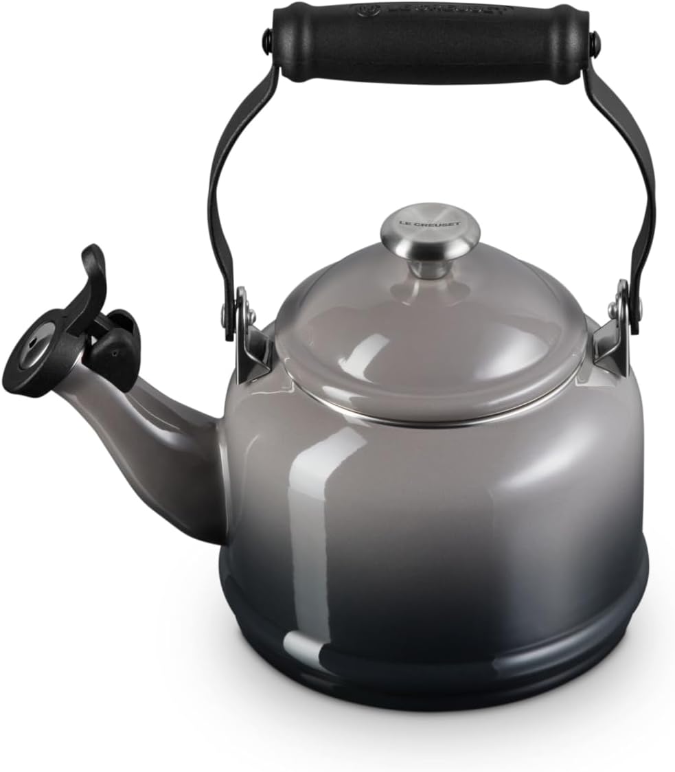 Le Creuset Enamel On Steel Demi Tea Kettle with Metal Finishes, 1.25 qt, Cerise