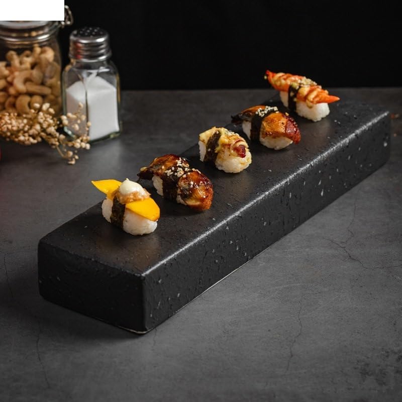 Plates Ceramic Dinner Plate Restaurant Creative Sushi Plate Dessert Plate Snack Plates Dim Sum Plates Household Solid Color Tableware Dinner Dinnerware(E)