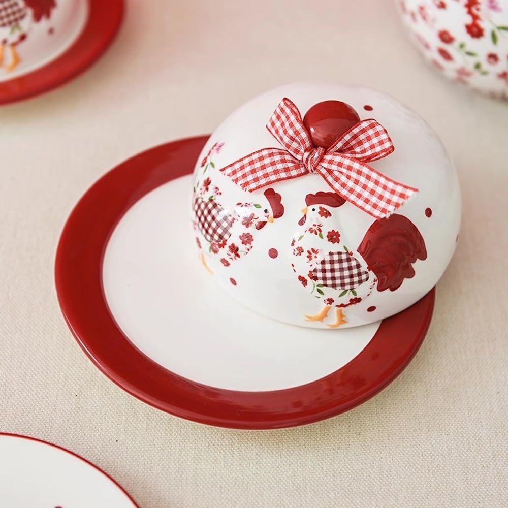 Butter Dish Ceramic Butter Plate Decorative Dim Sum Plate Dessert Plate Tableware Pastoral Style Butter Plate