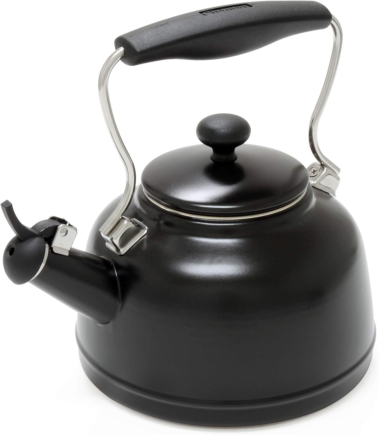 Chantal Tea Kettle, Vintage Series, Enamel on Steel, Whistling (Black Splatter on White)
