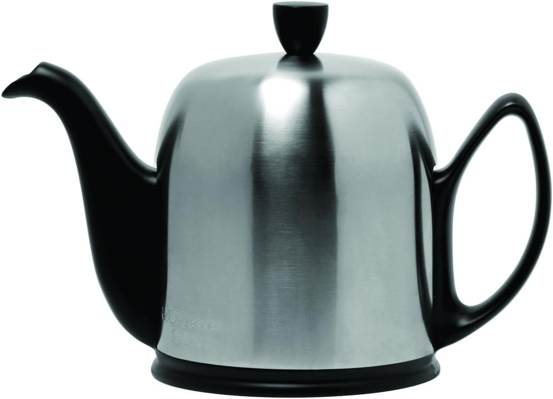 Salam Luxury French Tea Pot - Porcelain Teapot with Stainless Steel Cover, Ceramic Tea Kettle for Loose Tea, Removable Infuser, 4 Cup Capacity, 24oz - White
