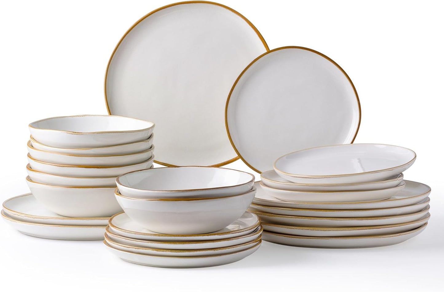AmorArc Ceramic Dinnerware Sets,Handmade Reactive Glaze Stoneware Plates and Bowls Set,Highly Scratch Resistant | Dishwasher & Microwave Safe Dishes Set,Service for 12 (36Pcs)