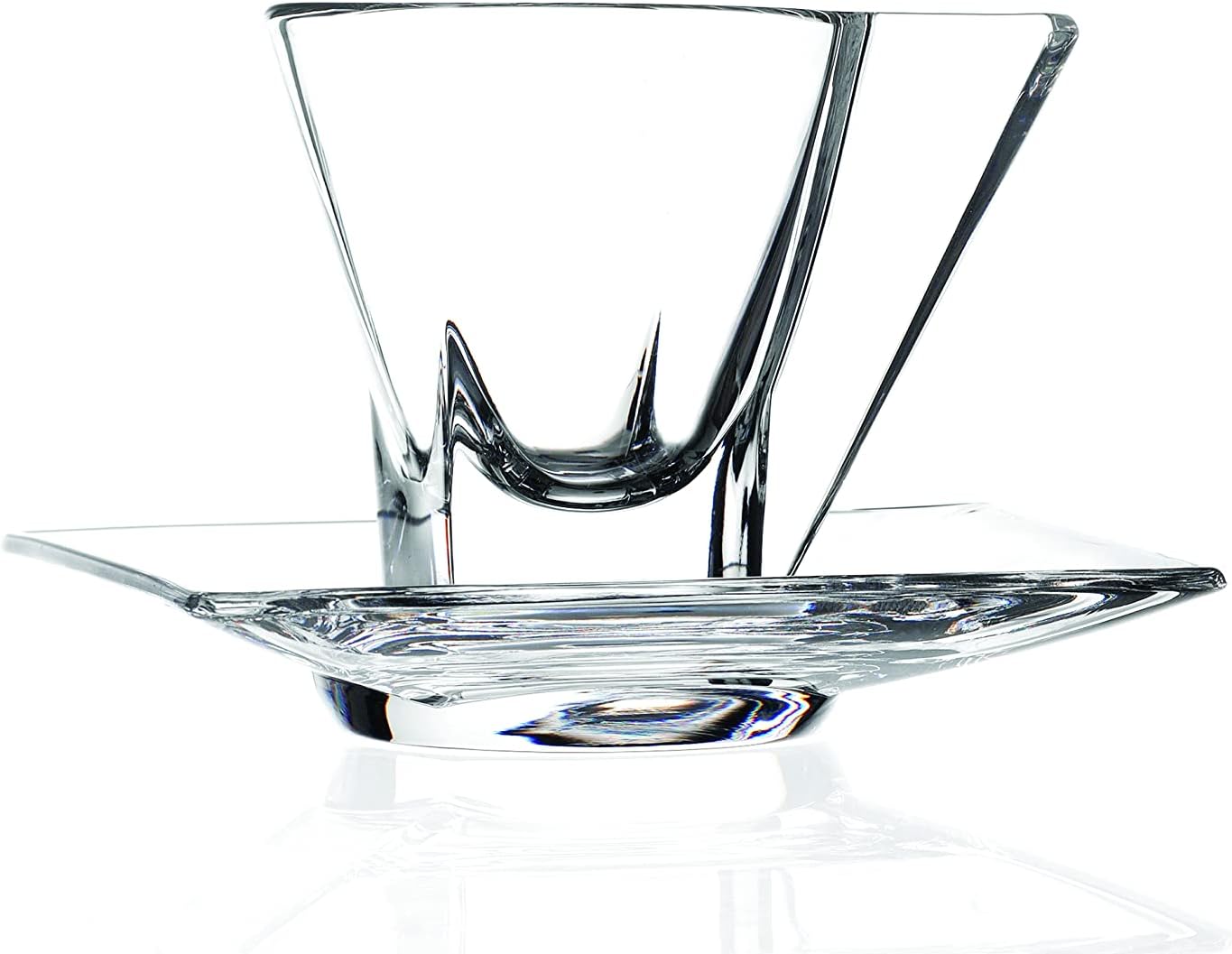 Barski Glass Espresso Cups With Saucers - - Mug - With Saucer - 2.3 oz. - Set of 2 - (Each set has a saucer and a cup) - for Cappuccino, Coffee, Latte, Tea - Made in Europe