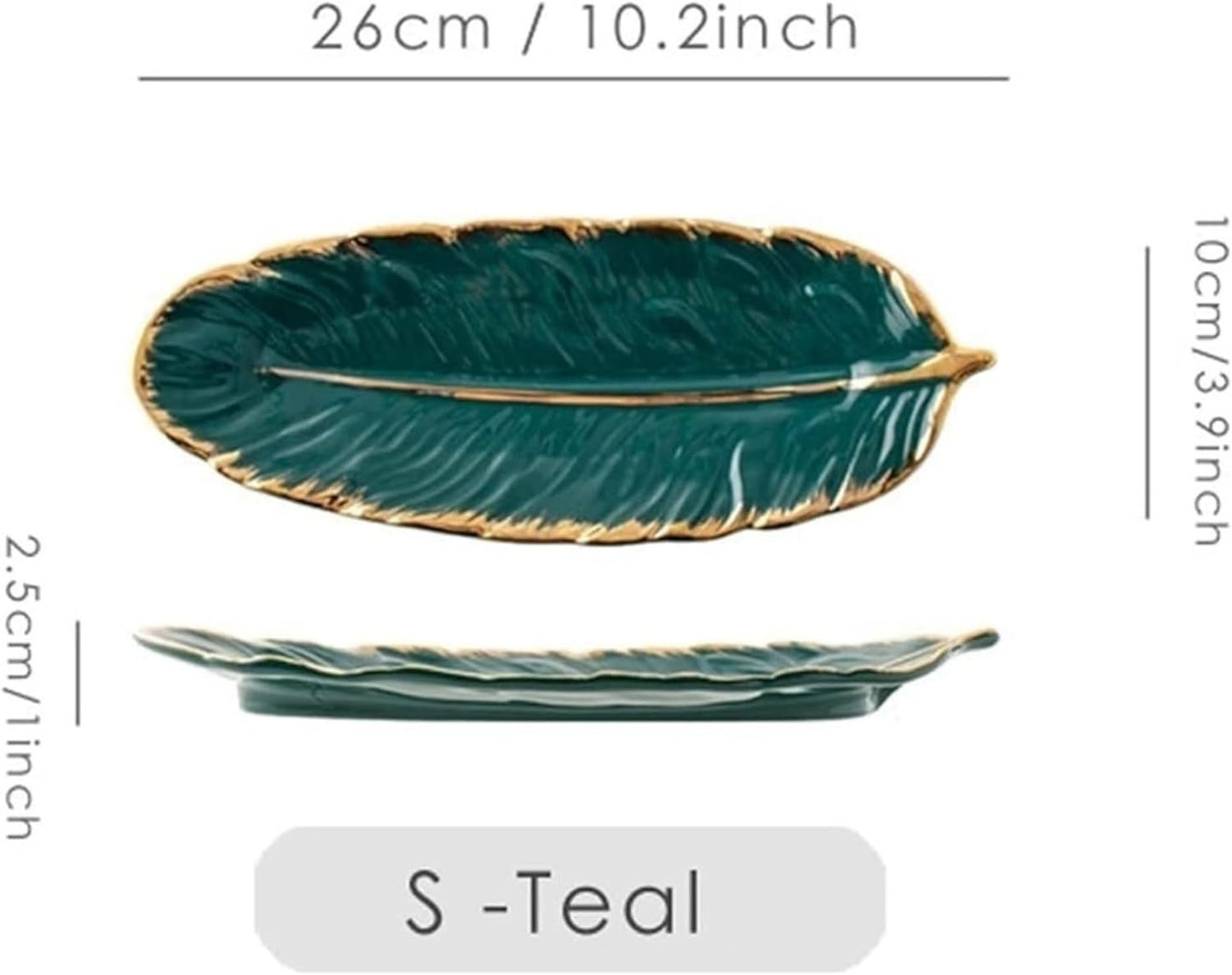 Fruit Bowls Ceramic Plate Fashion Feather Design Tray Tableware Accessories Dim Sum Fruit Plate Kitchen Dining Dish fruit Vegetable(Black,Small)