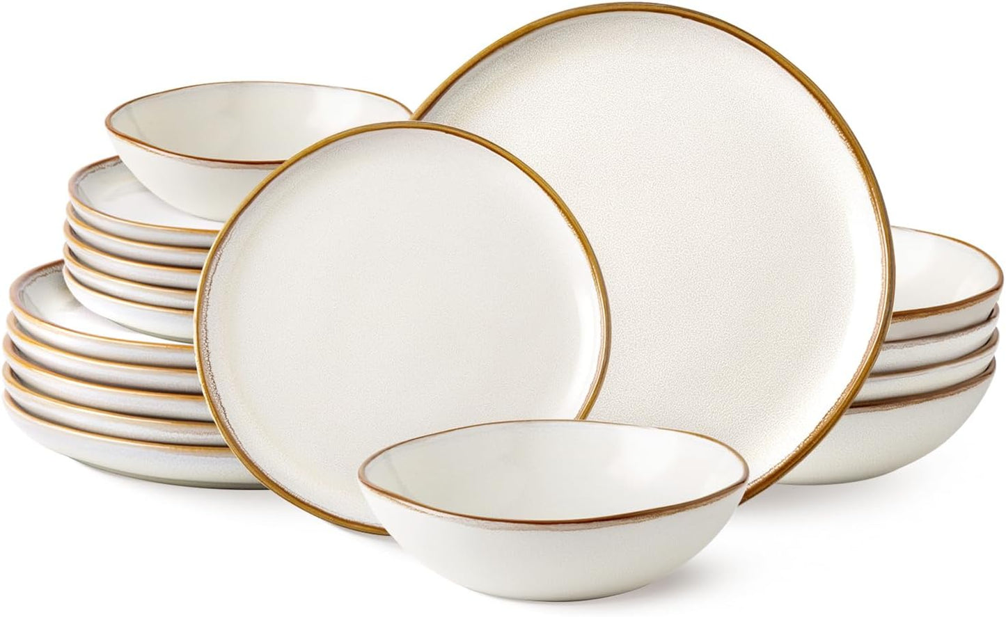 AmorArc Ceramic Dinnerware Sets,Handmade Reactive Glaze Stoneware Plates and Bowls Set,Highly Scratch Resistant | Dishwasher & Microwave Safe Dishes Set,Service for 12 (36Pcs)