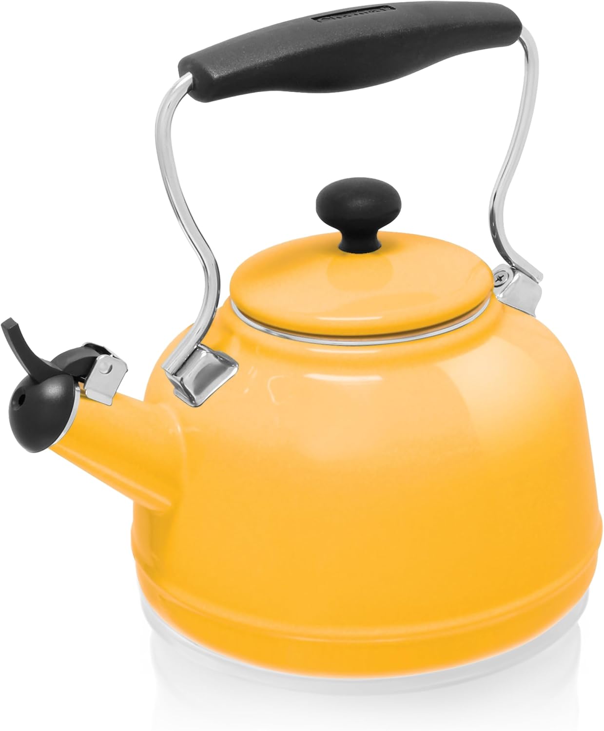 Chantal Tea Kettle, Vintage Series, Enamel on Steel, Whistling (Black Splatter on White)