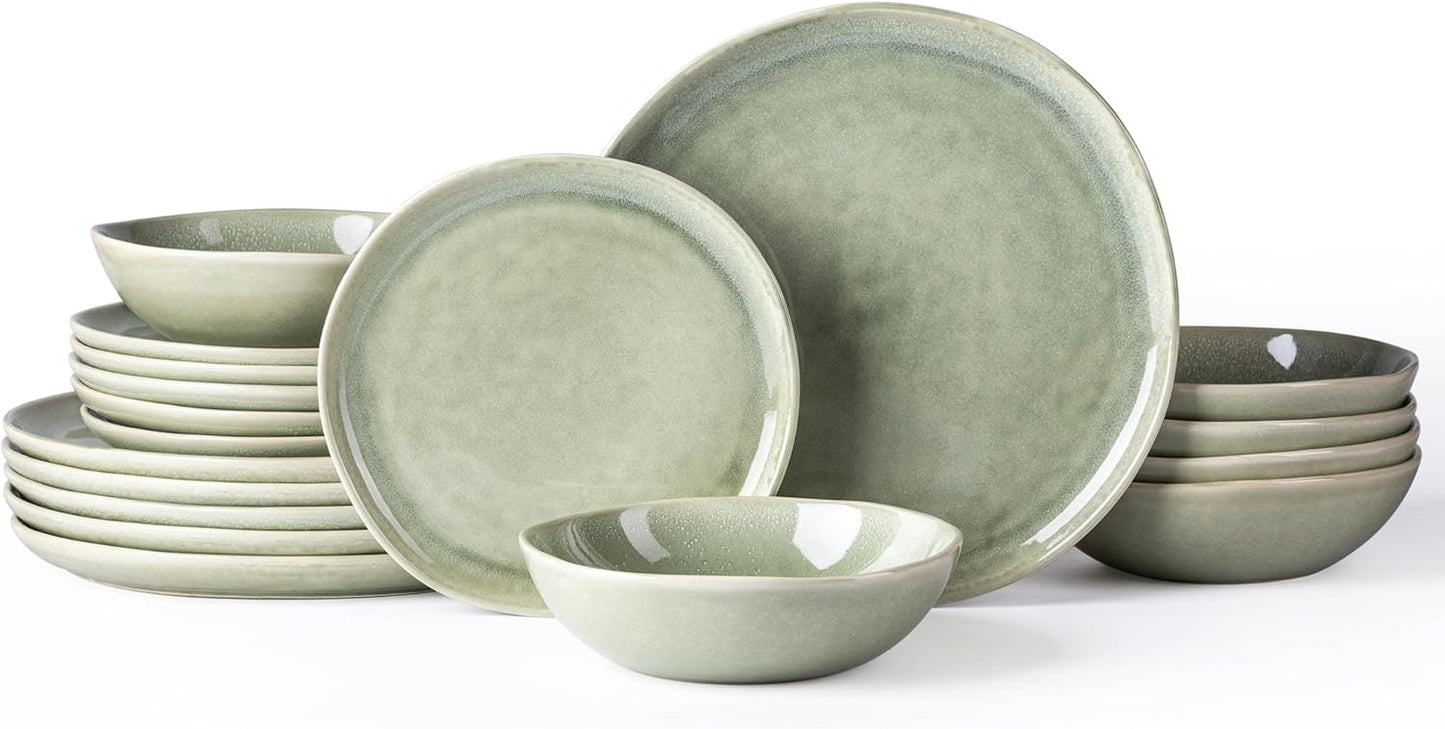 AmorArc Ceramic Dinnerware Sets,Handmade Reactive Glaze Stoneware Plates and Bowls Set,Highly Scratch Resistant | Dishwasher & Microwave Safe Dishes Set,Service for 12 (36Pcs)