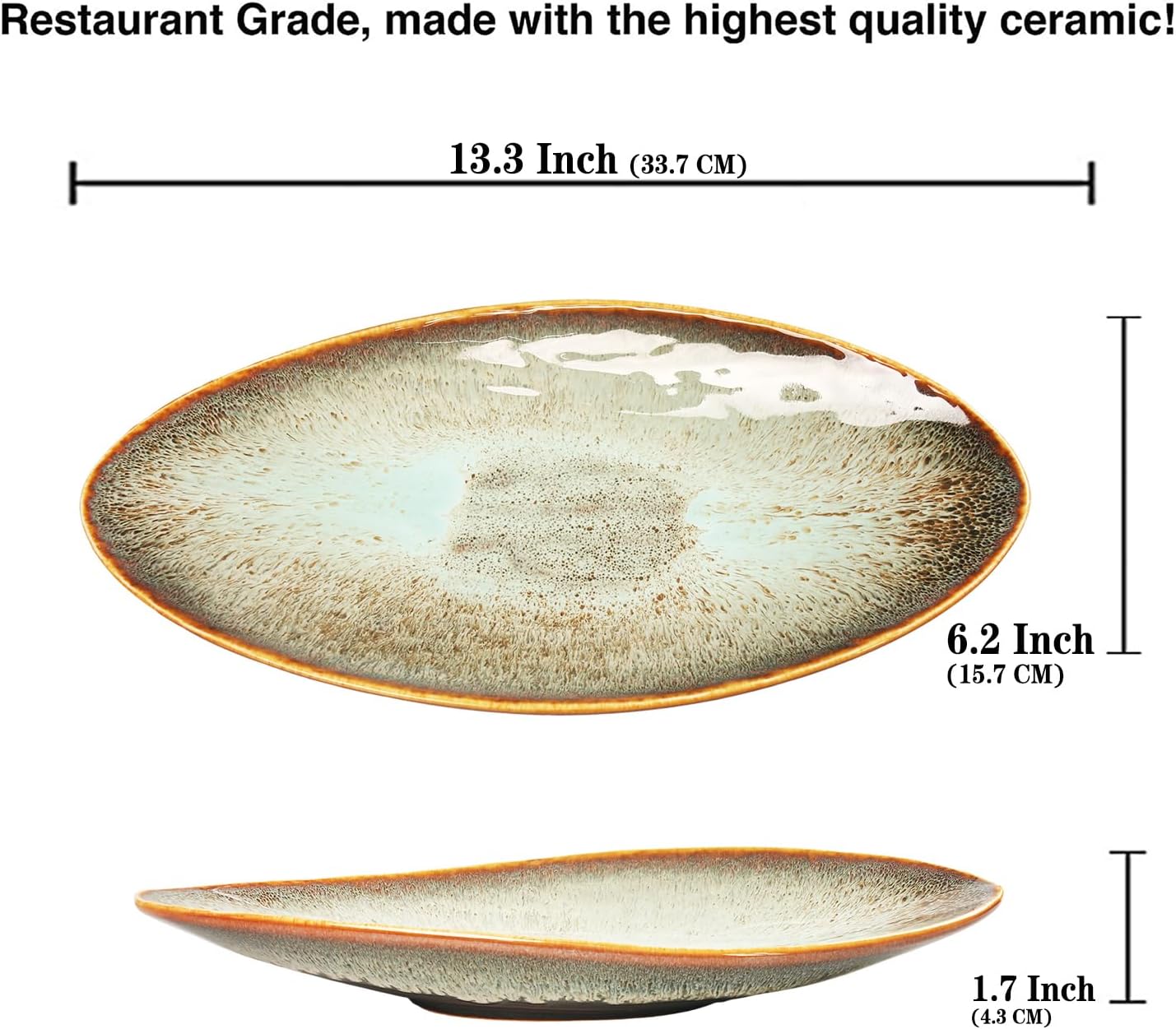 Ceramic Dinner Plates Set of 4, for Bread, Pasta, Salad, sushi - Microwave, Oven and Dishwasher Safe, Scratch Resistant durable Brown Brown reactive glaze