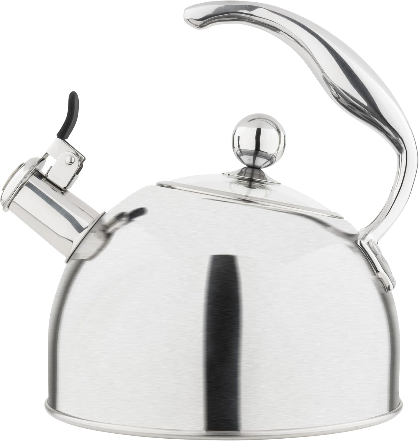 Viking 3-Ply Stainless Steel Tea Kettle, 2.6 Quart, Whistling Hot Water Tea Pot for Stovetop, Tempered Glass Lid and Ergonomic Handle, Induction Ready, Red