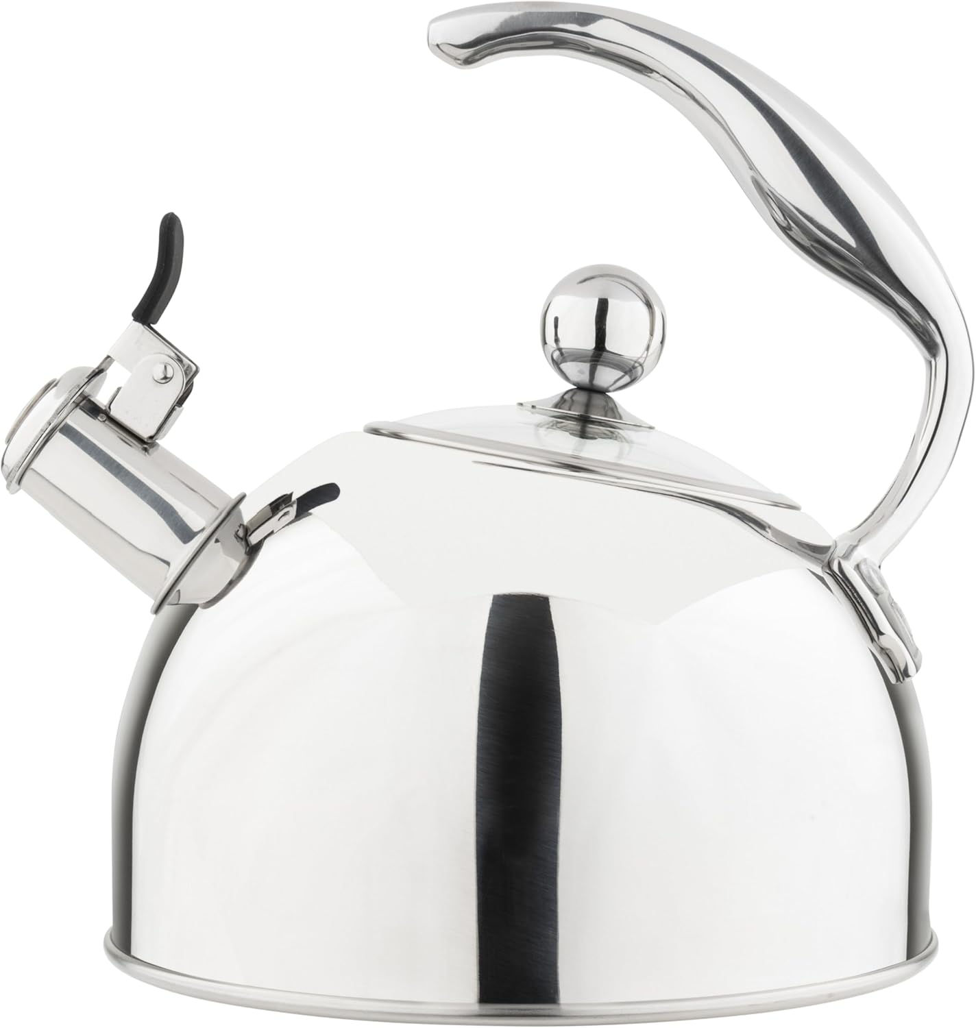 Viking 3-Ply Stainless Steel Tea Kettle, 2.6 Quart, Whistling Hot Water Tea Pot for Stovetop, Tempered Glass Lid and Ergonomic Handle, Induction Ready, Red