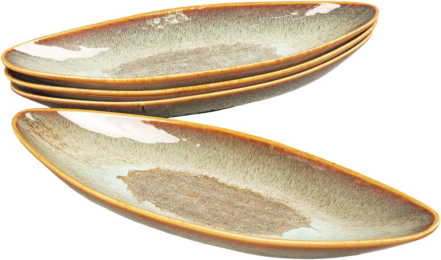 Ceramic Dinner Plates Set of 4, for Bread, Pasta, Salad, sushi - Microwave, Oven and Dishwasher Safe, Scratch Resistant durable Brown Brown reactive glaze