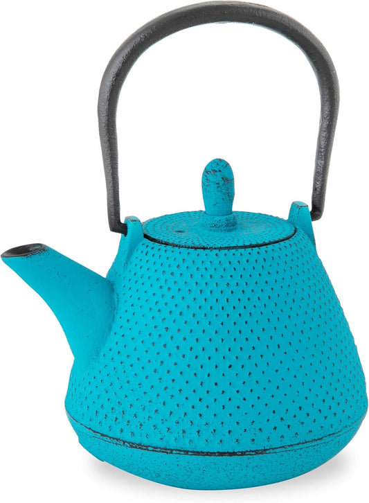 Roji Associates Cast Iron Teapot, Nanbu Tekki Teapot, ARARE - Dome Type, Made in Japan, with Tea Strainer, Inner Enamel Finish, Blue (13.53 fl oz)