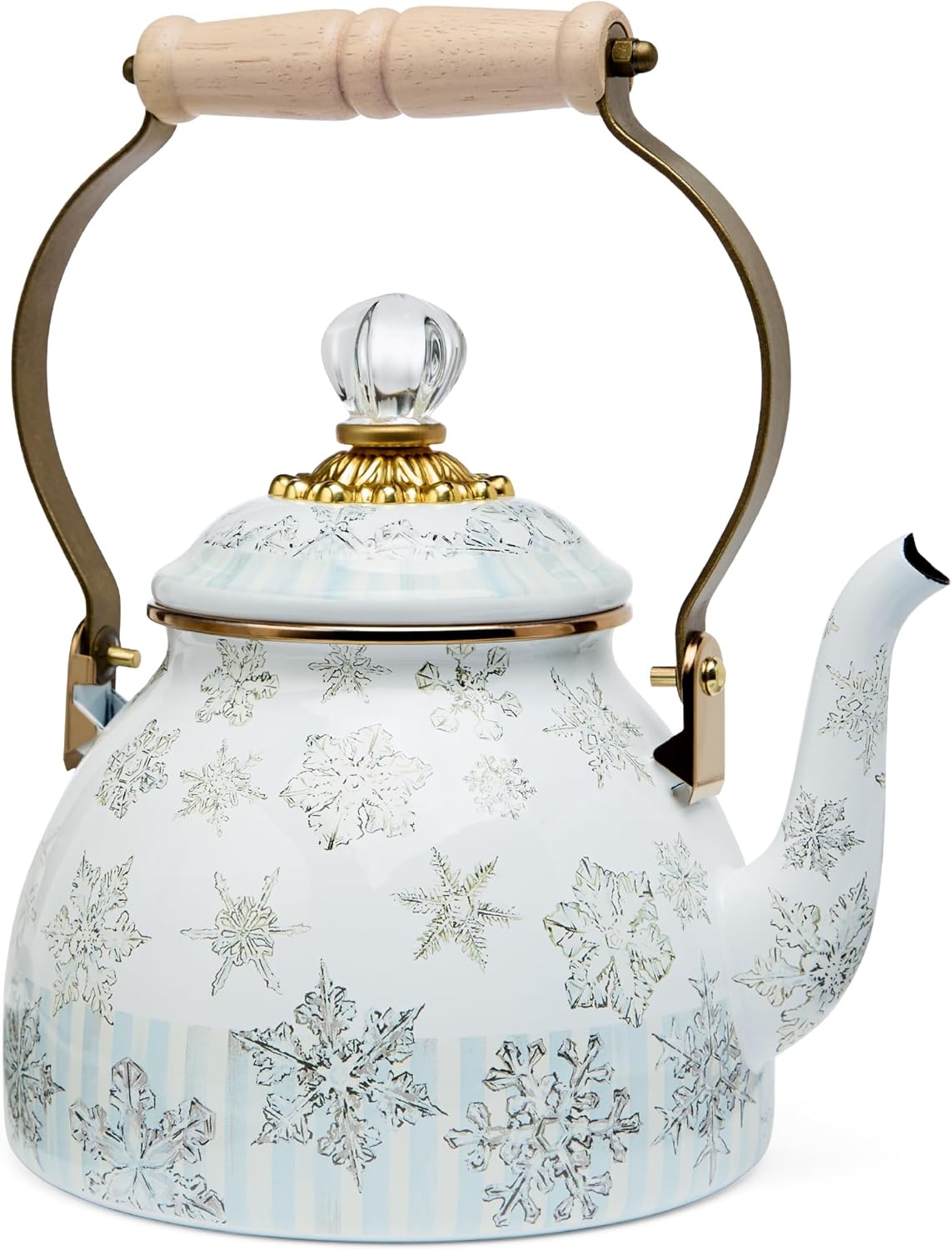 MACKENZIE-CHILDS 2-Quart Enamel Tea Kettle, Cute Tea Kettle for Stovetop, Sophisticheck