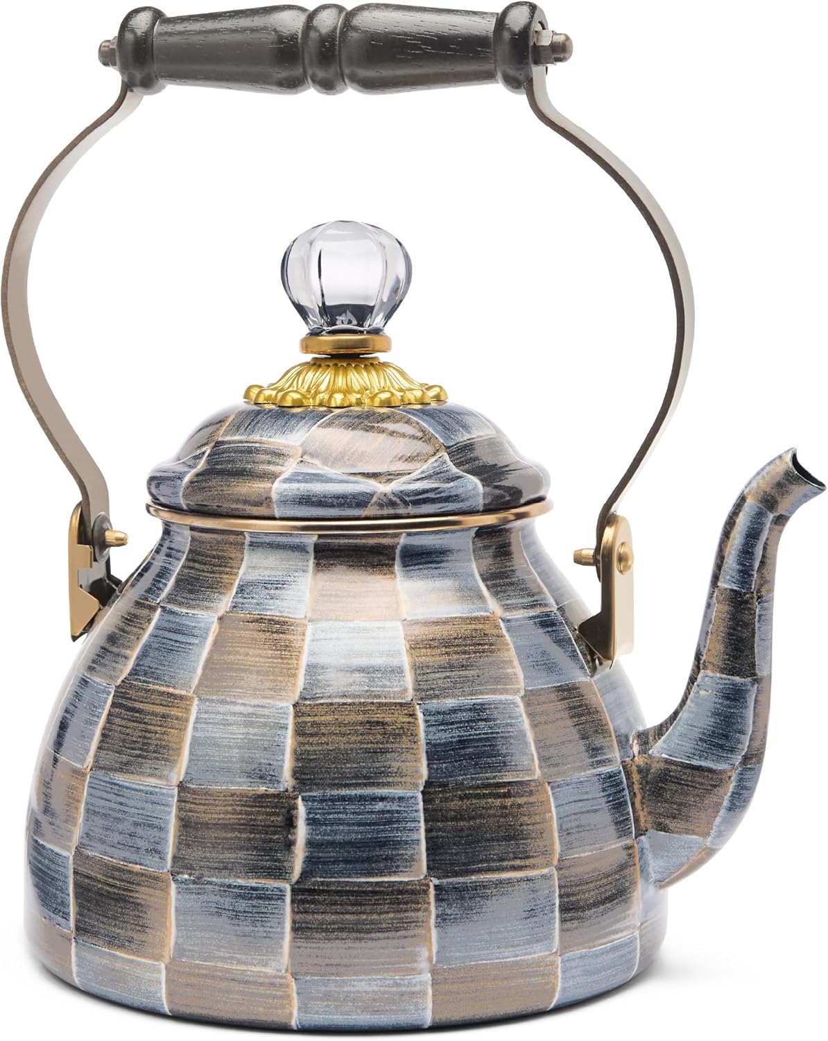 MACKENZIE-CHILDS 2-Quart Enamel Tea Kettle, Cute Tea Kettle for Stovetop, Sophisticheck