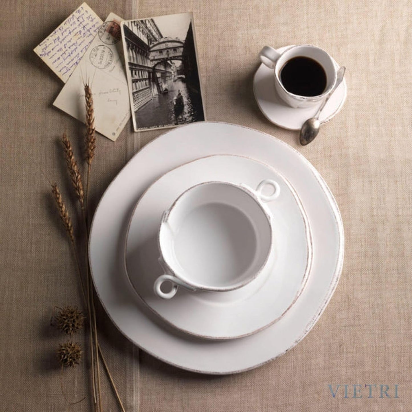 Vietri Lastra Gray Espresso Cup & Saucer Set, 4 oz, Stoneware Coffee Dishes, Dishwasher Safe Ceramic