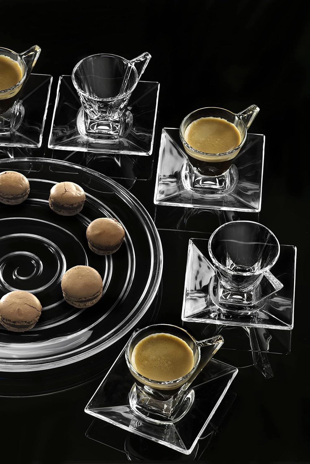 Barski Glass Espresso Cups With Saucers - - Mug - With Saucer - 2.3 oz. - Set of 2 - (Each set has a saucer and a cup) - for Cappuccino, Coffee, Latte, Tea - Made in Europe